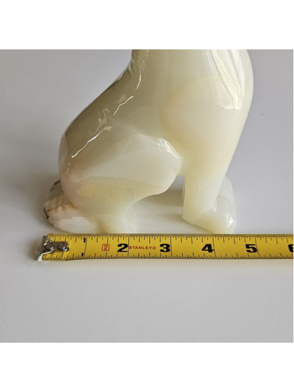 Polished Onyx Howling Dog Figurine - Mid-Century Modern Stone Sculpture - 8" - Picture 4 of 13
